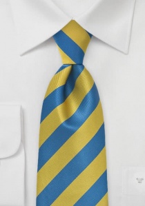 Cravate rayée bleu jaune d'or