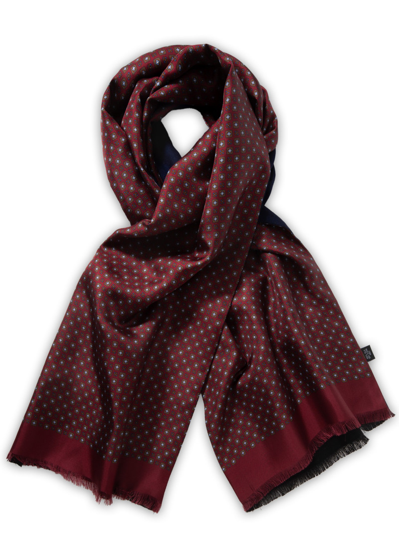 Foulard en soie doublé avec ornements (rouge