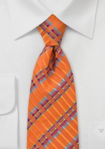 Cravate orange imprimée XXL