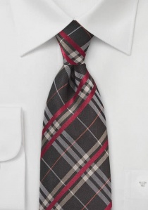 Cravate écossaise marron rouge