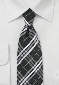 Cravate tartan noire et blanche
