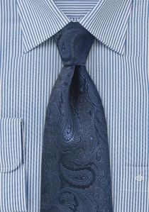 Cravate élégante motif paisley bleu marine