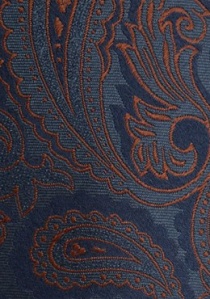 Cravate bleu marine motif cachemire cuivre
