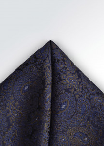 Pochette carrée à motif cachemire brun bleu nuit