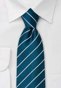 Cravate turquoise foncé rayée blanc