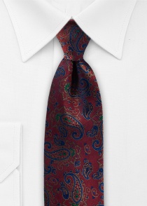 Cravate Cavalieri rouge avec paisley doré en pure