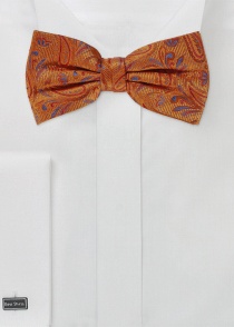 Noeud papillon homme avec motif paisley orange