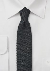 Cravate étroite noir charbon tricotée