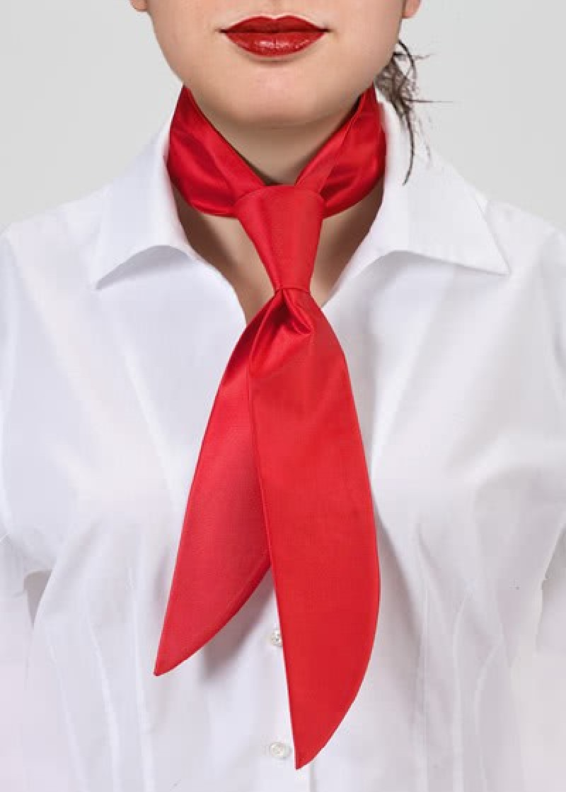 Cravate pour femme rouge moyen uni