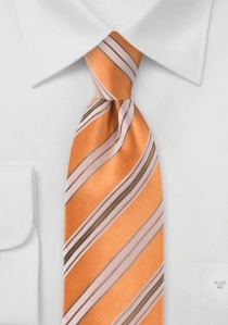 Cravate orange rayée marron