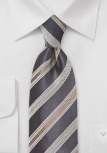 Cravate gris sombre rayée