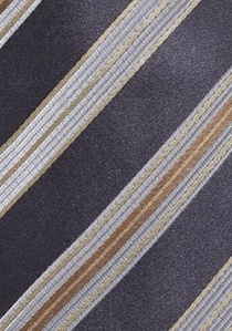 Cravate gris sombre rayée