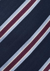 Cravate bleu marine rayures rouge sombre bleu ciel