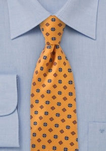 Cravate orange à petites fleurs