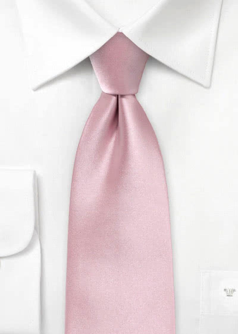 Cravate rose poudré satinée