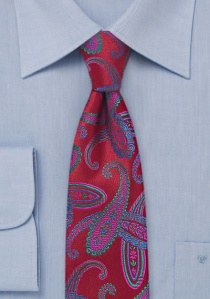 Cravate Paisleys rouge