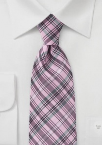Cravate carreaux nuances rose et noire