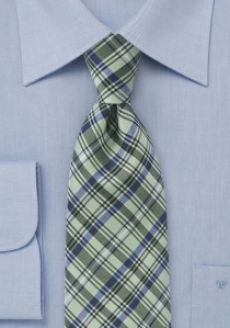 Cravate carreaux nuances vert bleu