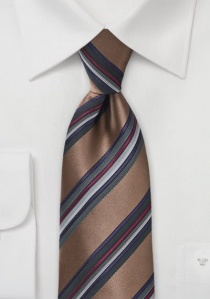 Cravate cuivre rayures fines rouges et bleues