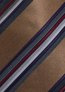 Cravate cuivre rayures fines rouges et bleues
