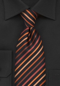 Cravate clip noire rayures caramel