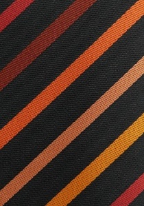 Cravate clip noire rayures caramel