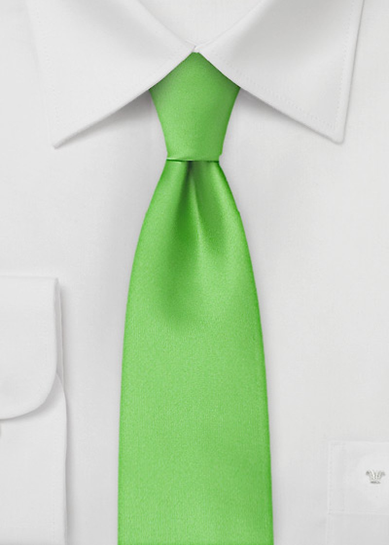 Cravate business microfibre étroite unie verte
