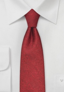 Cravate étroite rouge motif cachemire