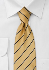 Cravate extra-longue or rayée bleu marine