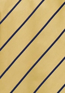 Cravate extra-longue or rayée bleu marine