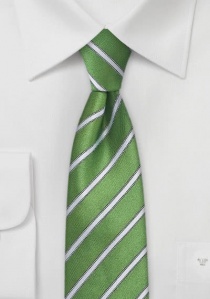 Cravate vert rayé blanc étroite