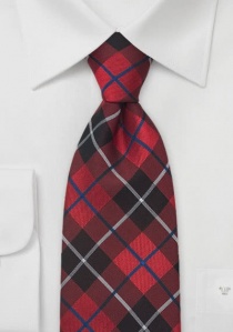 Cravate clip écossais rouge noir