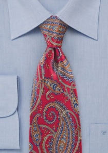 Cravate rouge cerise motif cachemire