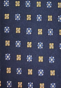Cravate bleu marine motif floral beige