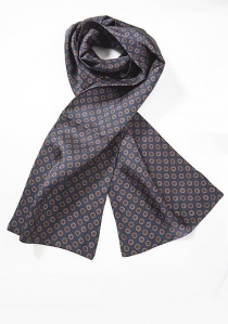Cravate lavallière classique emblèmes bleu bronze
