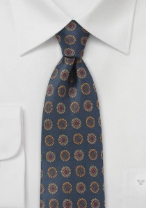 Cravate classique emblèmes bleu bronze