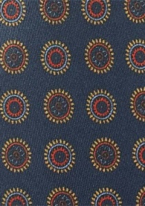 Cravate classique emblèmes bleu bronze