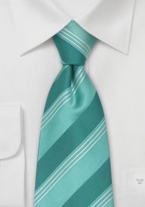 Cravate à clipser turquoise-vert rayé