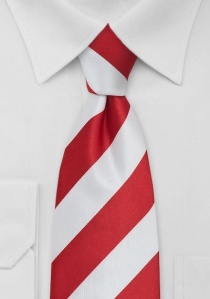 Clip-Krawatte Streifen mittelrot weiß