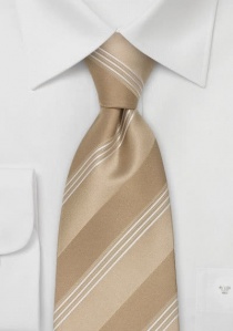 Cravate graphique rayée beige