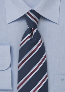 Cravate XXL bleu marine rayures rouge sombre bleu
