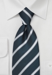 Cravate XXL rayée bleu foncé et gris