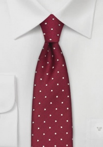 Cravate étroite rouge coquelicot pois blancs