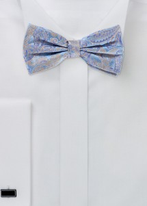 Noeud papillon en soie bleue avec motif paisley