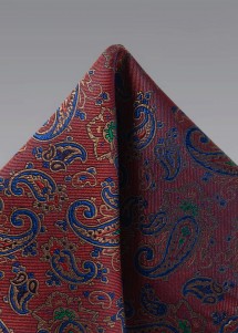Cavalieri Pochette de soie Paisley rouge-or