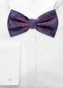 Noeud papillon motif paisley pourpre