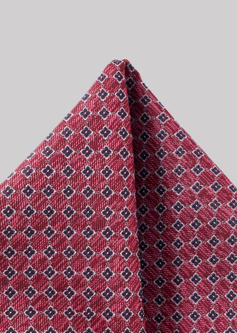 Pochette rouge avec motif losange noir et rouge