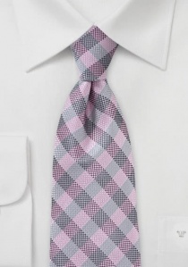 Cravate rose clair grise rayée