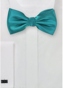 Noeud papillon uni satiné bleu pétrole