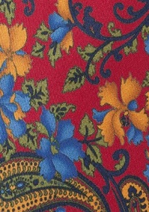 Cravate d'affaires motif fleurs rouge cerise